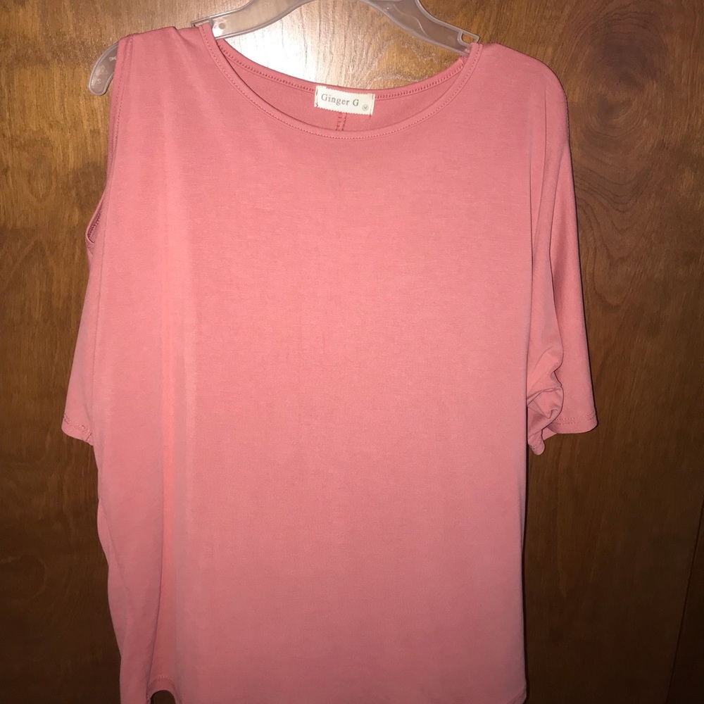 Pink blouse with shoulder cut outs